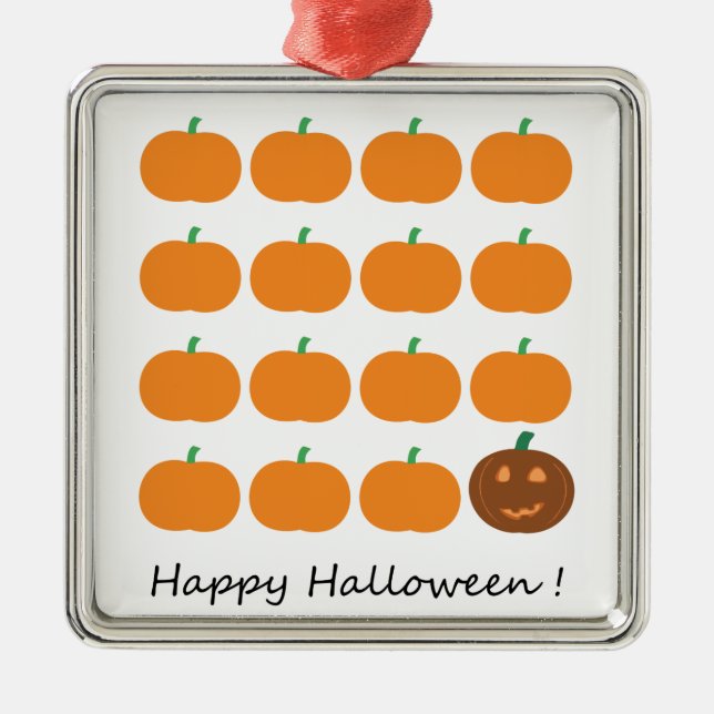 Happy Halloween Cute Pumpkin Patch Metal Ornament (Front)