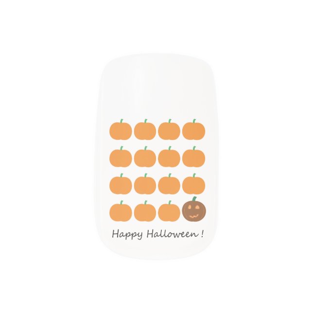 Happy Halloween Cute Pumpkin Patch Minx Nail Art (Left Thumb)