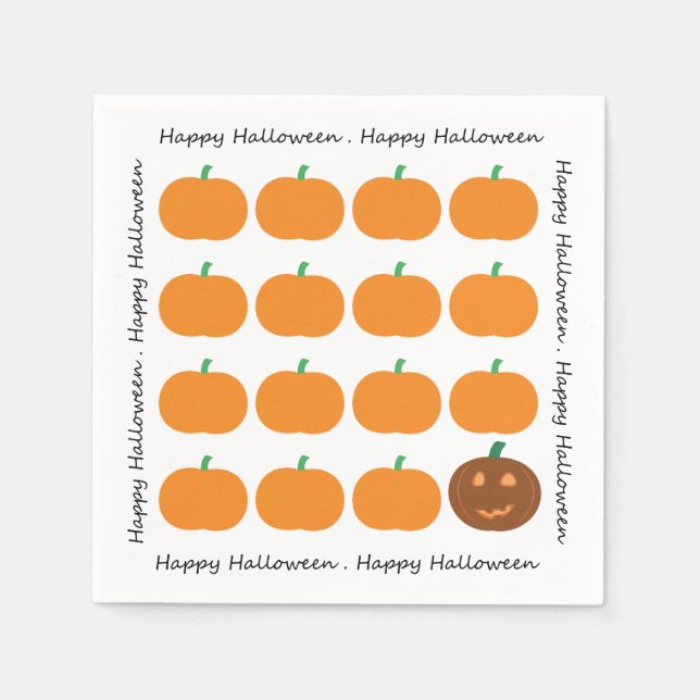 Happy Halloween Cute Pumpkin Patch Napkins (Front)