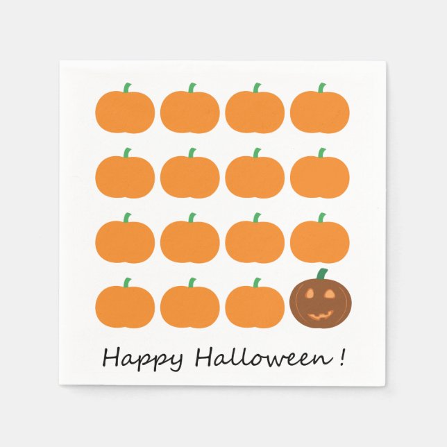 Happy Halloween Cute Pumpkin Patch Paper Napkins (Front)