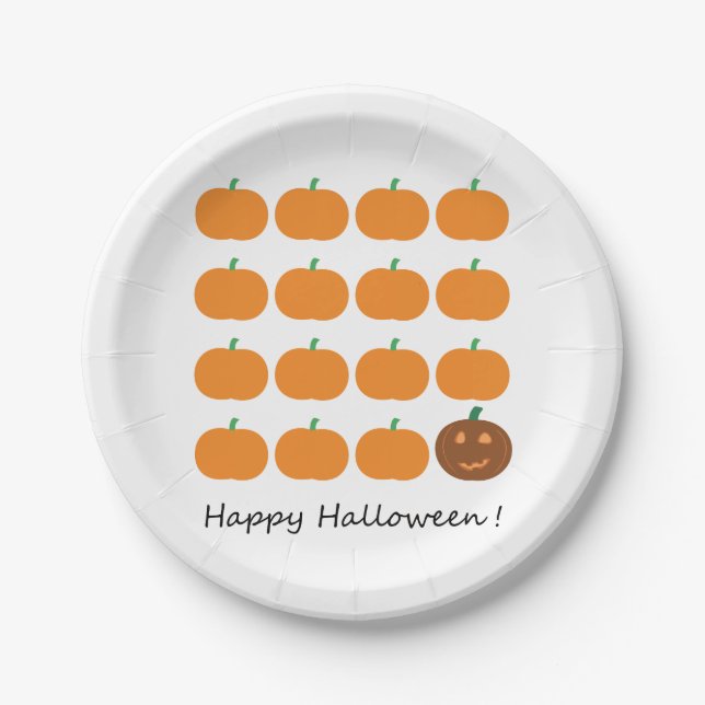 Happy Halloween Cute Pumpkin Patch Paper Plates (Front)