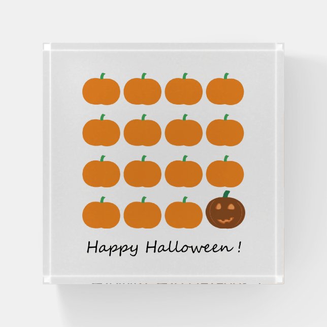 Happy Halloween Cute Pumpkin Patch Paperweight (Front)