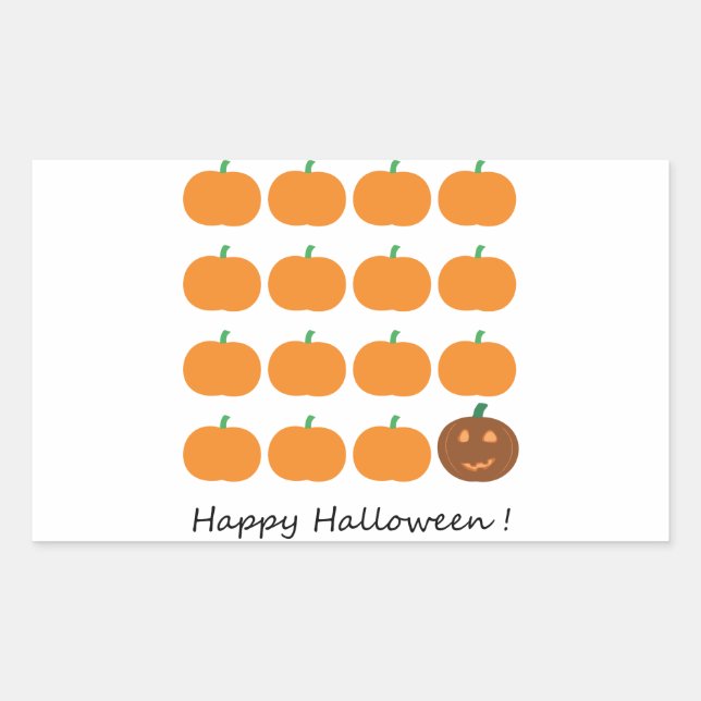 Happy Halloween Cute Pumpkin Patch Rectangular Sticker (Front)
