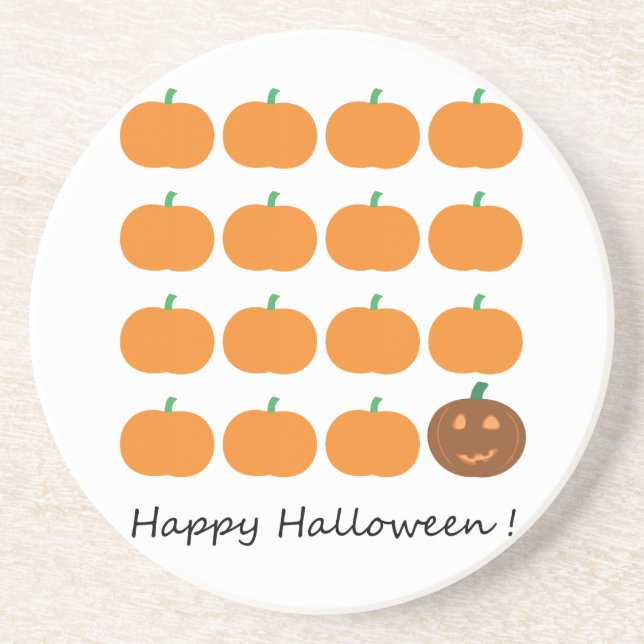 Happy Halloween Cute Pumpkin Patch Sandstone Coaster (Front)