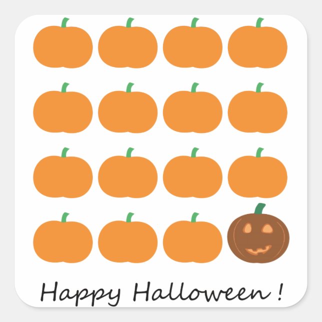 Happy Halloween Cute Pumpkin Patch Square Sticker (Front)
