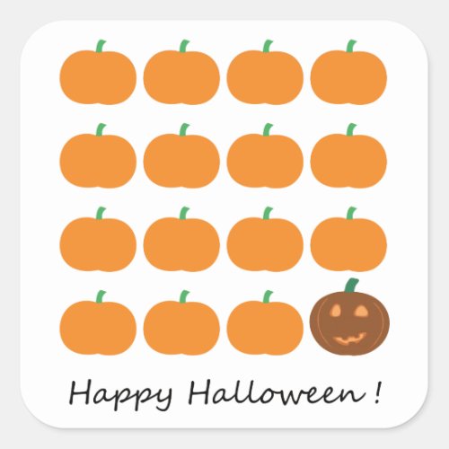Happy Halloween Cute Pumpkin Patch Square Sticker