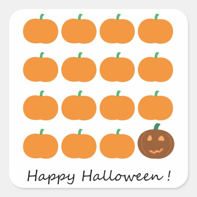 Happy Halloween Cute Pumpkin Patch Square Sticker (Front)
