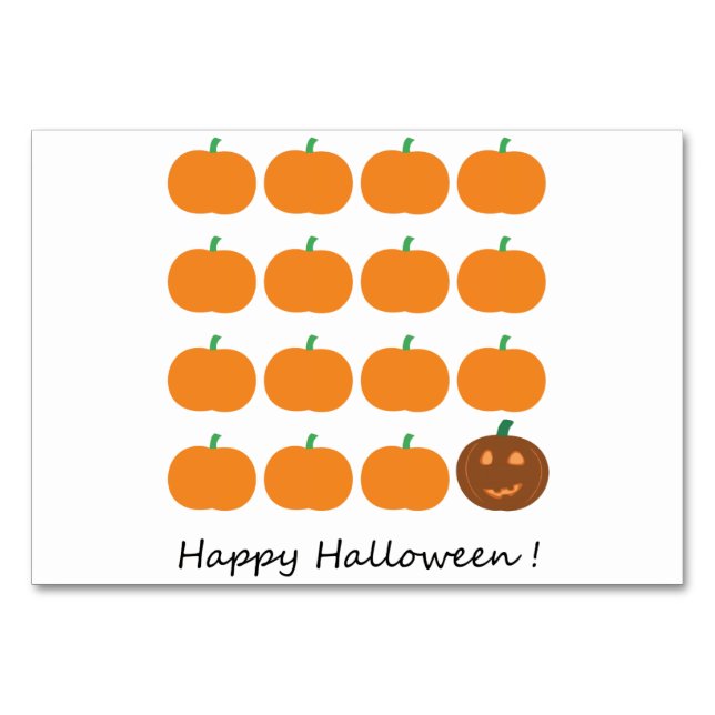 Happy Halloween Cute Pumpkin Patch Table Number (Front)