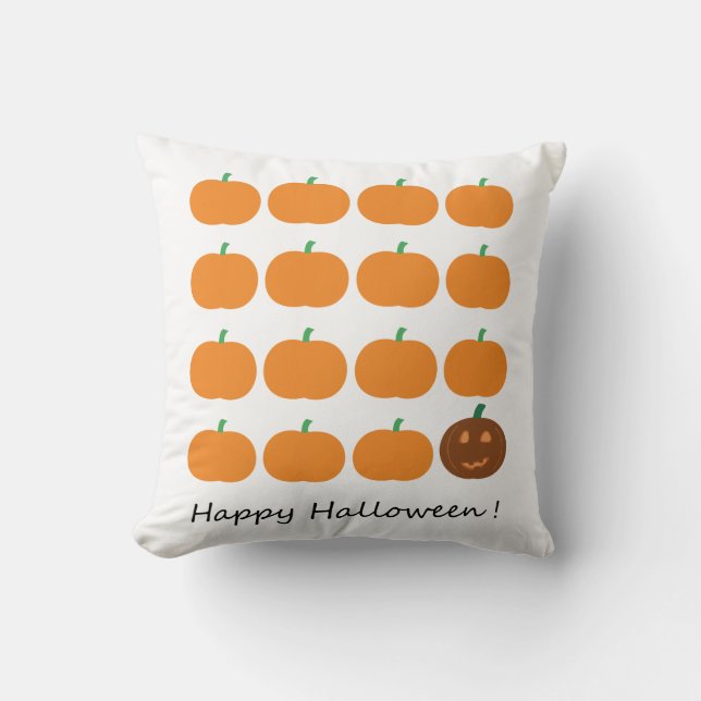 Happy Halloween Cute Pumpkin Patch Throw Pillow (Front)