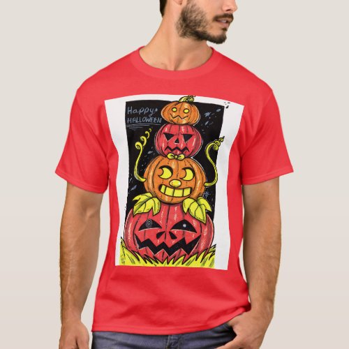 Happy Halloween Cute Pumpkin Stack T_Shirt