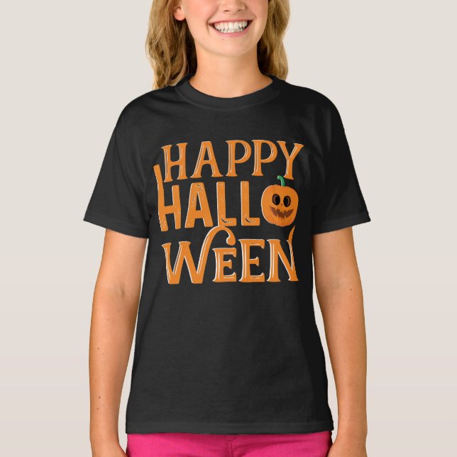 Happy Halloween Cute Pumpkin T-Shirt (Front)