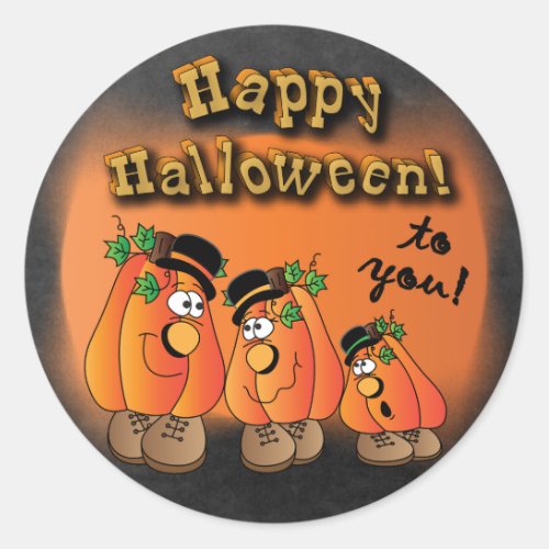 Happy Halloween Cute Pumpkins Classic Round Sticker