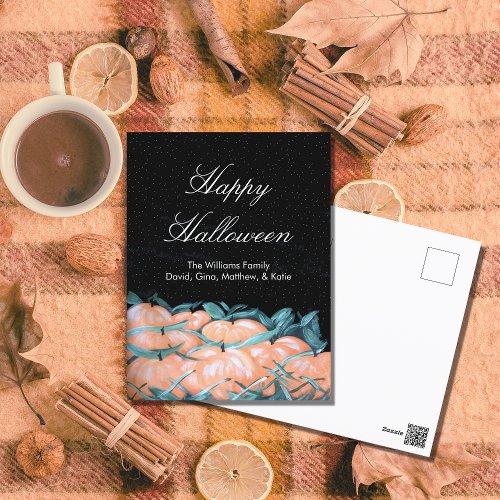 Happy Halloween Cute Pumpkins Harvest  Postcard