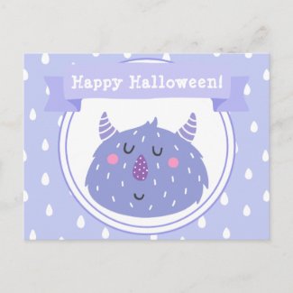 Happy Halloween! Cute Purple Monster Postcard