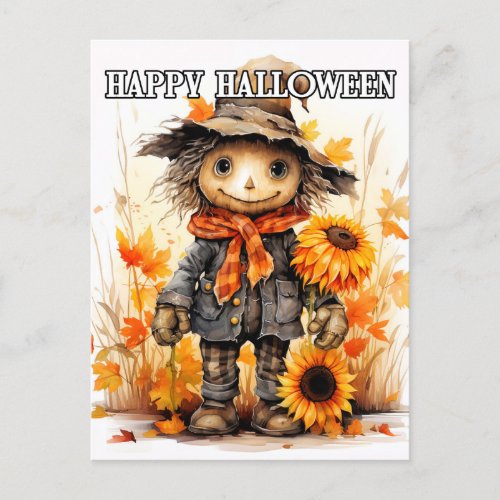 Happy Halloween  Cute Ragdoll Scarecrow Postcard