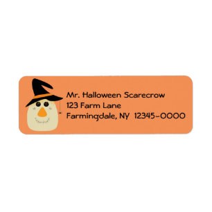 Happy Halloween Cute Scarecrow and Spider Label
