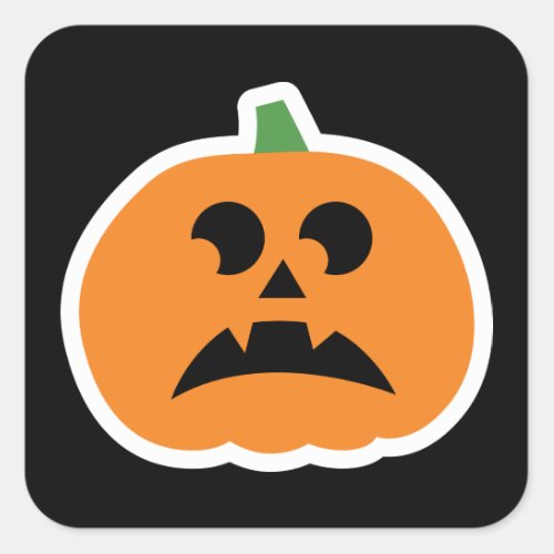 Happy Halloween  Cute Scared Jack_O_Lantern Square Sticker