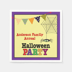 Happy Halloween Cute Spider & Web Colorful Paper Napkins