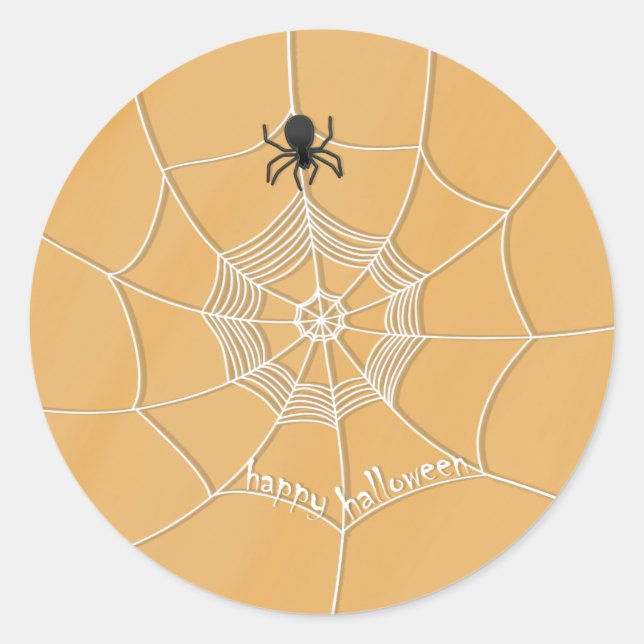Happy Halloween Cute Spooky Spider Wed Classic Round Sticker (Front)