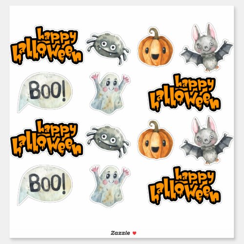 Happy Halloween Cute Spooky Sticker Set