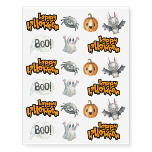 Happy Halloween Cute Spooky Temporary Tattoos