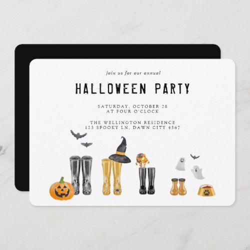 Happy Halloween Cute Spooky Watercolor Party Invitation