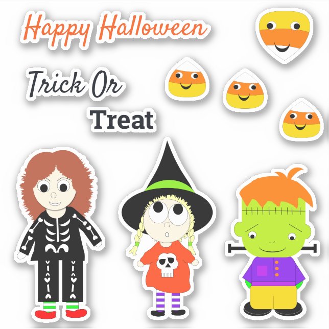 Happy Halloween Cute Trick Or Treat Sticker (Front)
