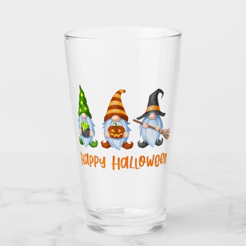 Happy Halloween Cute Watercolor Gnomes Glass