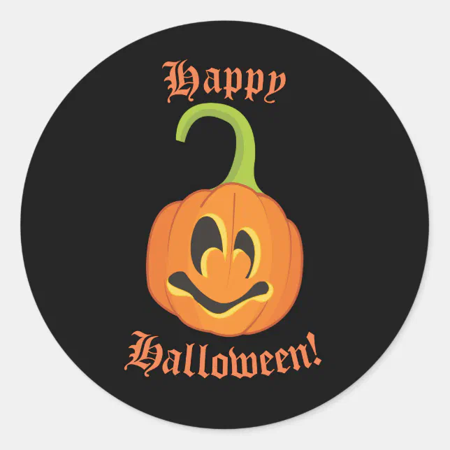 Happy Halloween Cute Whimsical Pumpkin Treat Favor Classic Round ...