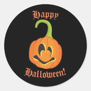 Happy Halloween Cute Whimsical Pumpkin Treat Favor Classic Round Sticker