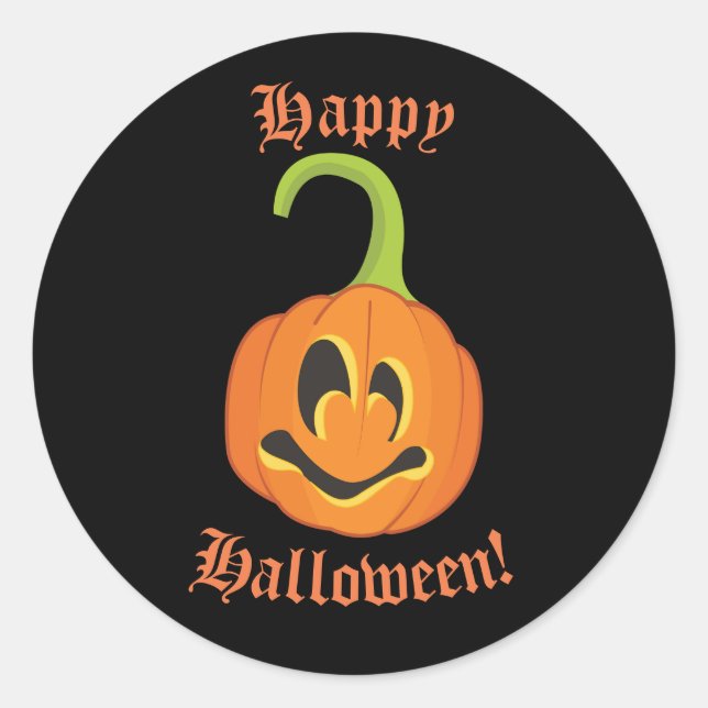 Happy Halloween Cute Whimsical Pumpkin Treat Favor Classic Round Sticker (Front)