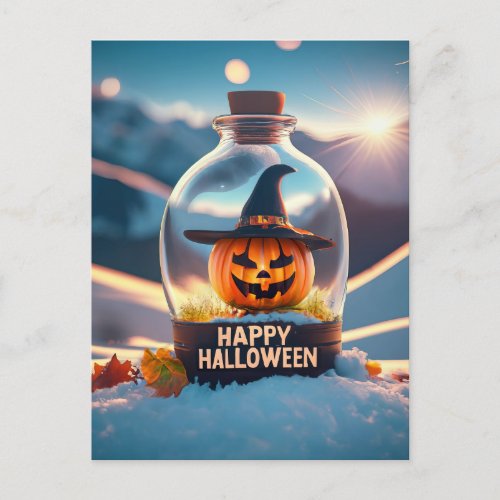 Happy Halloween cute Witch and pumpkin Postcard
