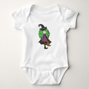 happy Halloween cute witch Baby Bodysuit