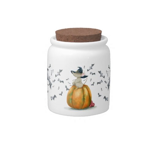 Happy Halloween cute witch mouse Candy Jar