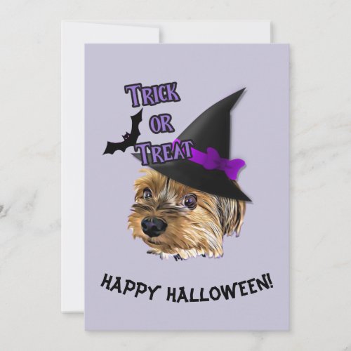 Happy Halloween Cute Yorkshire Terrier Yorkie Dog Invitation