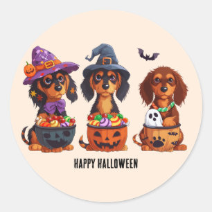 Happy Halloween Dachshund Dogs Classic Round Sticker