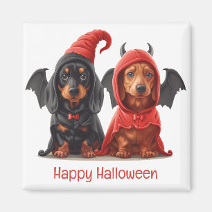 Happy Halloween Dachshund Dogs Devil Bat Magnet