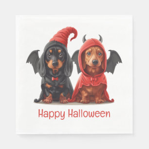Happy Halloween Dachshund Dogs Devil Bat Napkins
