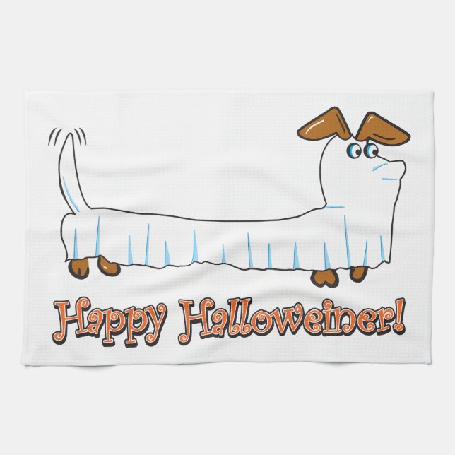 Happy Halloween Dachshund Kitchen Towel (Horizontal)