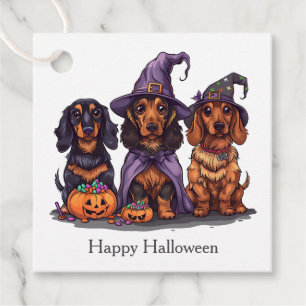 Happy Halloween Dachshund Witch Dogs Favor Tags