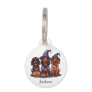 Happy Halloween Dachshund Witch Dogs Pet ID Tag