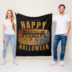 HAPPY HALLOWEEN DANCING SKELETON FLEECE BLANKET