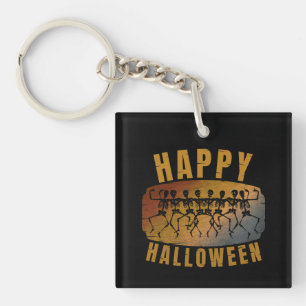 HAPPY HALLOWEEN DANCING SKELETON KEYCHAIN