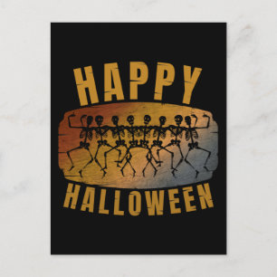HAPPY HALLOWEEN DANCING SKELETON POSTCARD