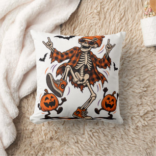 Happy Halloween - Dancing Skeleton Throw Pillow