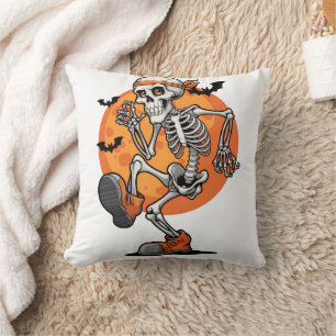 Happy Halloween - Dancing Skeleton Throw Pillow