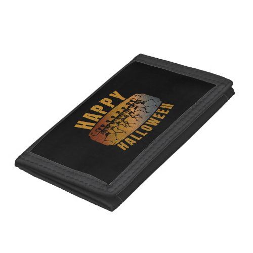 HAPPY HALLOWEEN DANCING SKELETON TRIFOLD WALLET