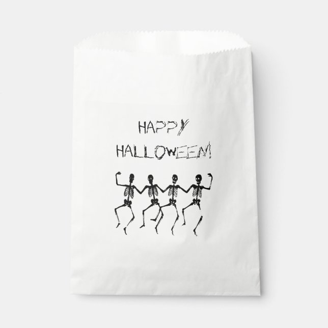 Happy Halloween Dancing Skeletons Favor Bag (Front)
