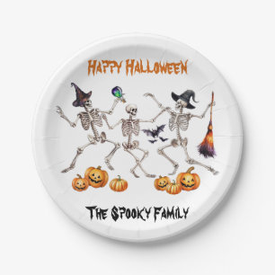 Happy Halloween Dancing Skeletons Paper Plates