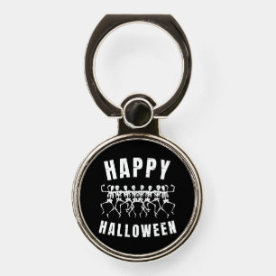 HAPPY HALLOWEEN DANCING SKELETONS PHONE RING STAND